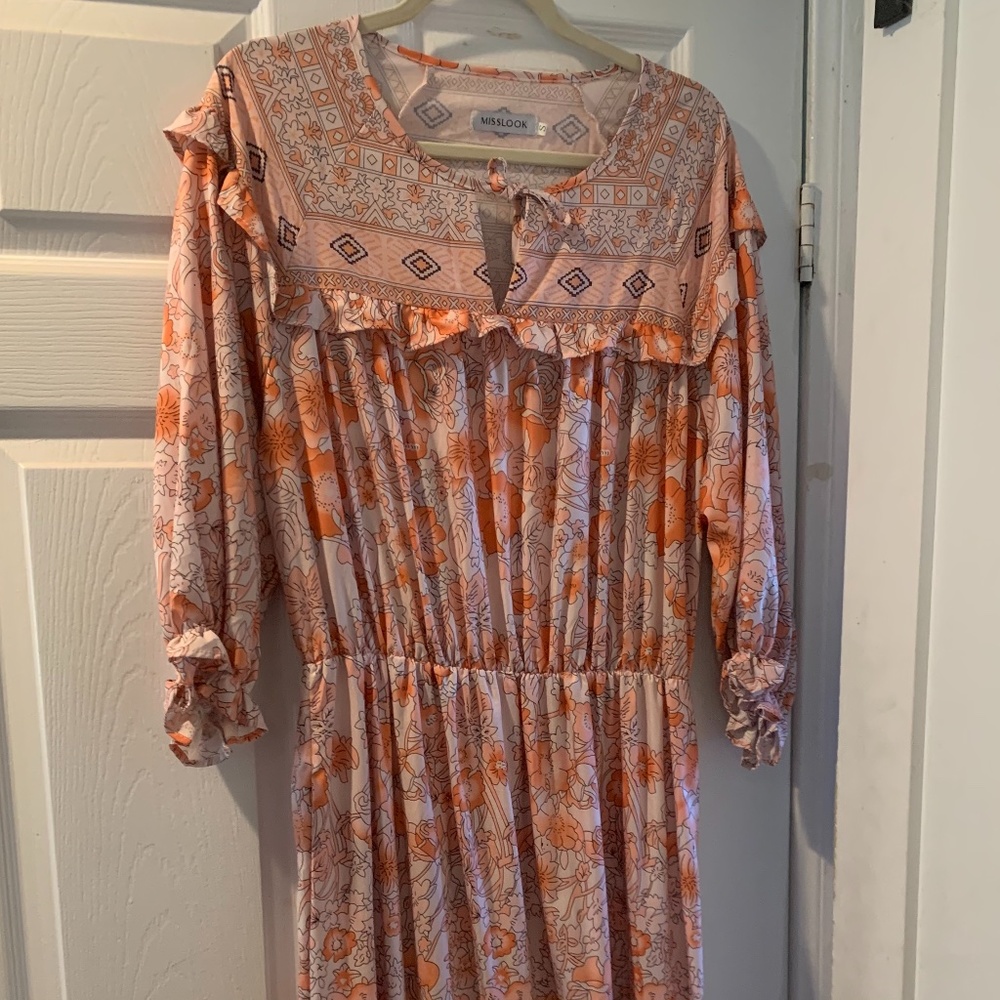 Pink floral maxi dress women's size small